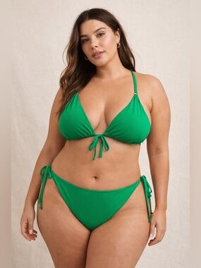 WeWoreWhat Emerald Green Bikini Set NWT XXL Triangle Top Adjustable Bottom